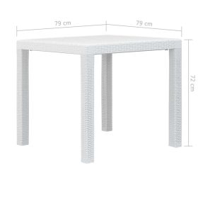 vidaXL Garden Table White 79x79x72 cm Plastic Rattan Look