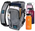 Water Bottle Holder Carrier Bottle Cooler w Adjustable Shoulder Strap and Front Pockets Suitable for 16 oz to 25oz Bottles Gray