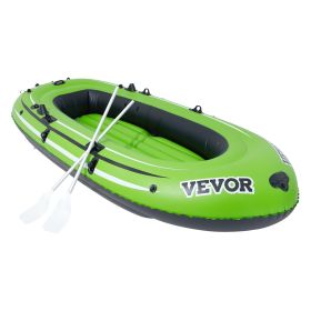 VEVOR Inflatable Boat, 4-Person Inflatable Fishing Boat, Strong PVC Portable Boat Raft Kayak, 45.6" Aluminum Oars, High-Output Pump