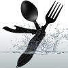 1pc New Outdoor Folding Multifunctional Knife; Fork And Spoon Set; Portable Combination Tableware For Picnic And Mountaineering