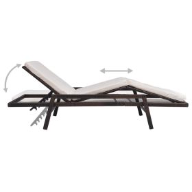 vidaXL Sun Lounger with Cushion Poly Rattan Brown (Option: as picture)