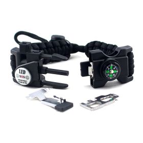 Parachute Cord Braided Adjustable Survival Bracelet (Color: Black)