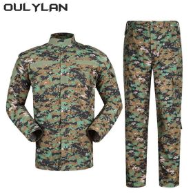 Oulylan Combat Uniform Camo Tactical Suit Men Special Forces Coat Pant Fishing Camouflage Militar Hunting Clothes (Color: green Digital, size: XL)