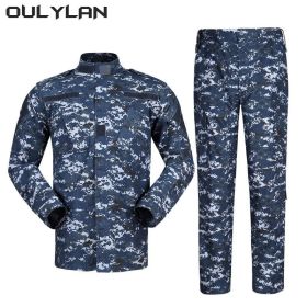 Oulylan Combat Uniform Camo Tactical Suit Men Special Forces Coat Pant Fishing Camouflage Militar Hunting Clothes (Color: ocean Digital, size: XXL)