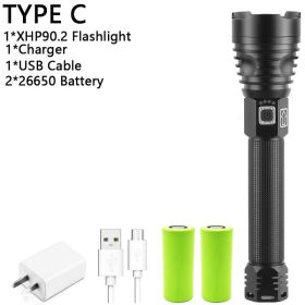 Z20 350000cd 1000 XHP90 most powerful led flashlight usb Zoom Tactical torch xhp50 18650 or 26650 Rechargeable battery handlight (Body Color: NO Box, Emitting Color: C-XHP90)