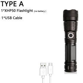 Z20 350000cd 1000 XHP90 most powerful led flashlight usb Zoom Tactical torch xhp50 18650 or 26650 Rechargeable battery handlight (Body Color: Box, Emitting Color: A-XHP50)