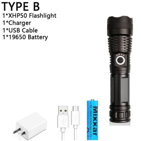 Z20 350000cd 1000 XHP90 most powerful led flashlight usb Zoom Tactical torch xhp50 18650 or 26650 Rechargeable battery handlight (Body Color: NO Box, Emitting Color: B-XHP50)