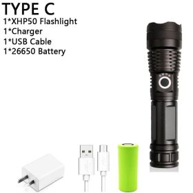 Z20 350000cd 1000 XHP90 most powerful led flashlight usb Zoom Tactical torch xhp50 18650 or 26650 Rechargeable battery handlight (Body Color: Box, Emitting Color: C-XHP50)