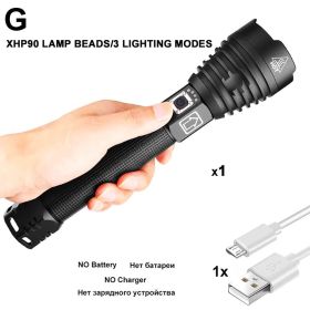 ZK20 XHP90/XPH70/XPH50 LED Flashlight Torch USB Rechargeable Power Display 26650 18650 battery Handheld Light Lantern (Emitting Color: G-XHP90-NO Battery)