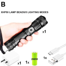 ZK20 XHP90/XPH70/XPH50 LED Flashlight Torch USB Rechargeable Power Display 26650 18650 battery Handheld Light Lantern (Emitting Color: B-XHP50)