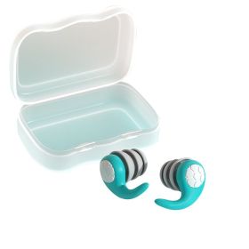 Swimming Ear Plugs, 1 Pairs Waterproof Reusable Silicone Swim Earplugs (Color: Green, size: S)