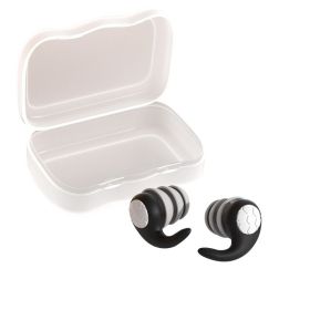 Swimming Ear Plugs, 1 Pairs Waterproof Reusable Silicone Swim Earplugs (Color: Black, size: S)