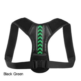 Adjustable Back Shoulder Posture Corrector Belt For Clavicle Spine Support Body Reshape Pain Relief From Neck; Back And Shoulder ( Buy A Size Up ) (Color: Black Green, size: S(20-40KG))