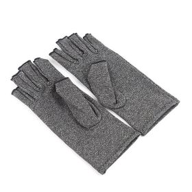 1pair Arthritis Fingerless Compression Gloves; Outdoor Half Finger Knuckle Pressure Gloves (Buy A Size Up) (Color: Grey, size: L)