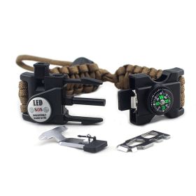 Parachute Cord Braided Adjustable Survival Bracelet (Color: Brown)